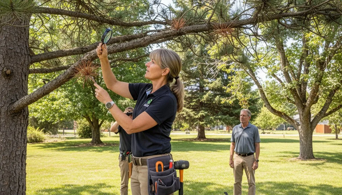 Certified arborist performing tree health assessment for Valleyford homeowners near Spokane, WA