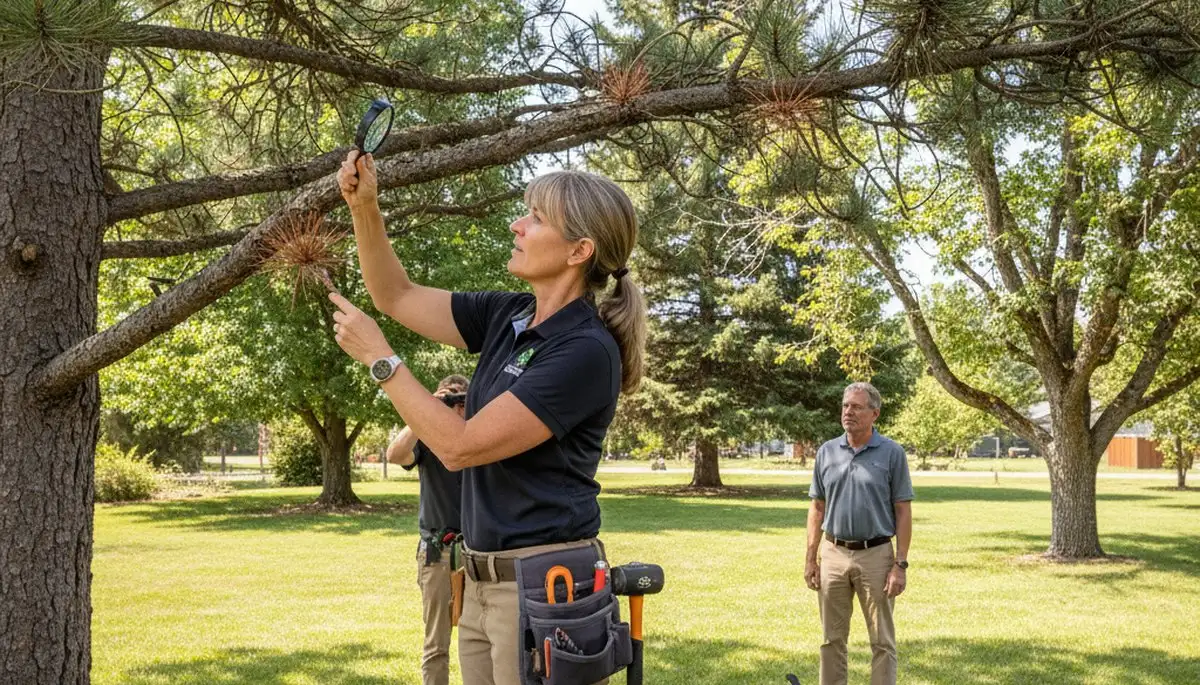 Certified arborist performing tree health assessment for Valleyford homeowners near Spokane, WA