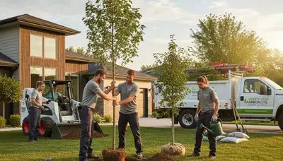 Arborists planting new trees in Spokane, WA for professional tree planting services
