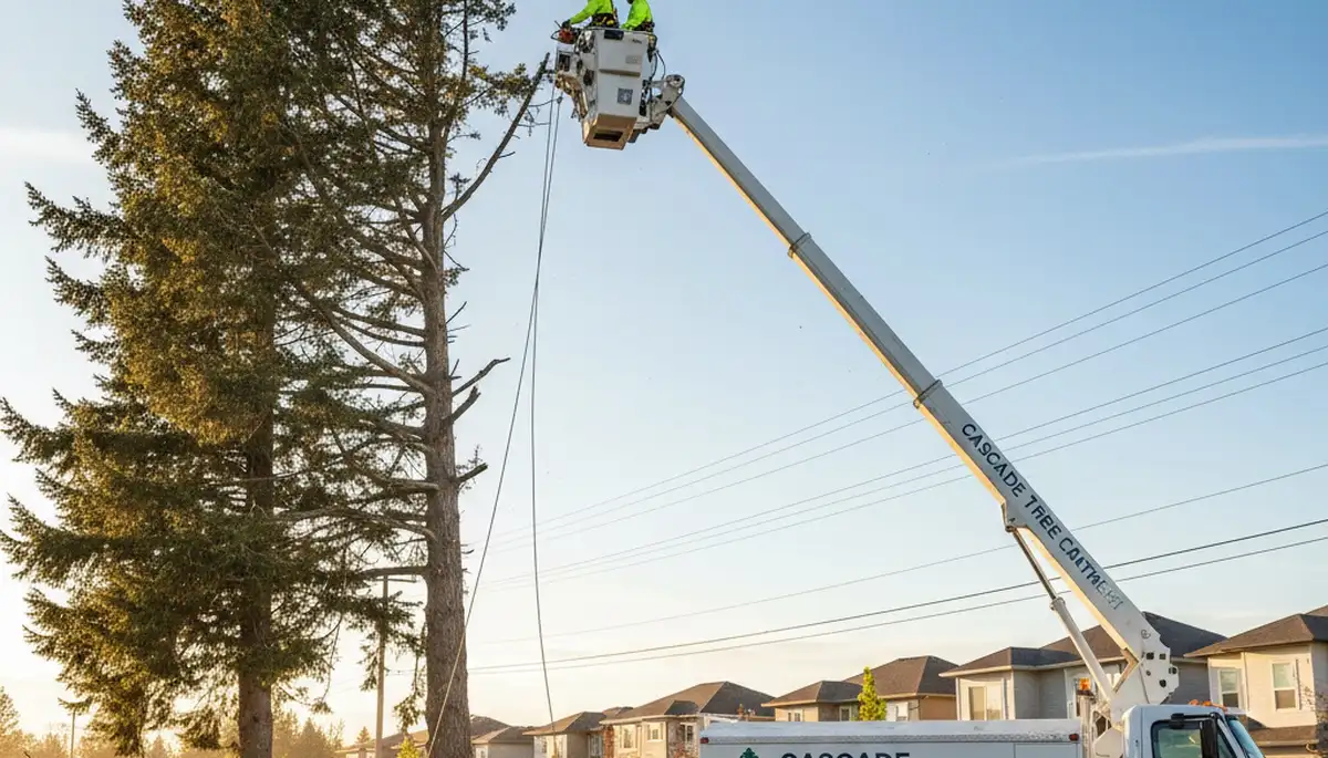 Professional tree removal service in Spokane WA safely cutting and clearing large residential trees