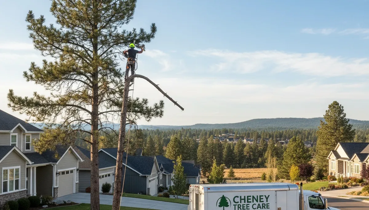 Professional tree removal service in Spokane, WA by certified arborists safely clearing hazardous trees