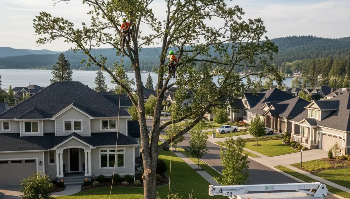 Professional tree removal service in Spokane WA safely clearing large trees for property maintenance