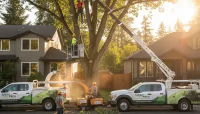 Professional tree removal service in Spokane WA safely cutting and clearing large trees