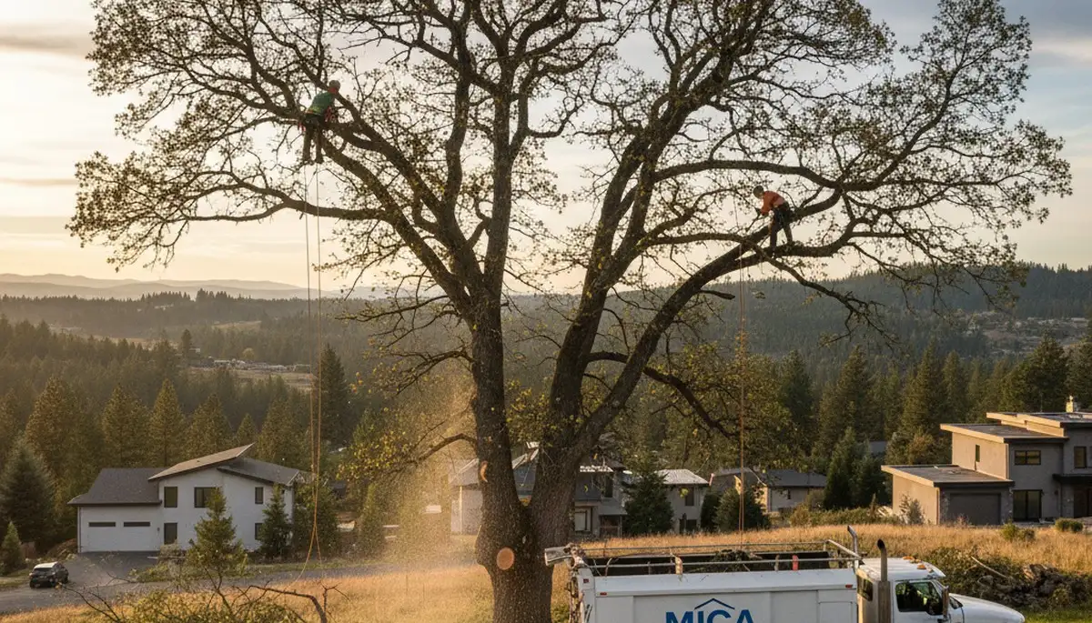Professional tree removal service in Spokane WA safely cutting and clearing large damaged trees