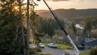 Professional tree removal service in Spokane WA safely clearing large trees from residential property