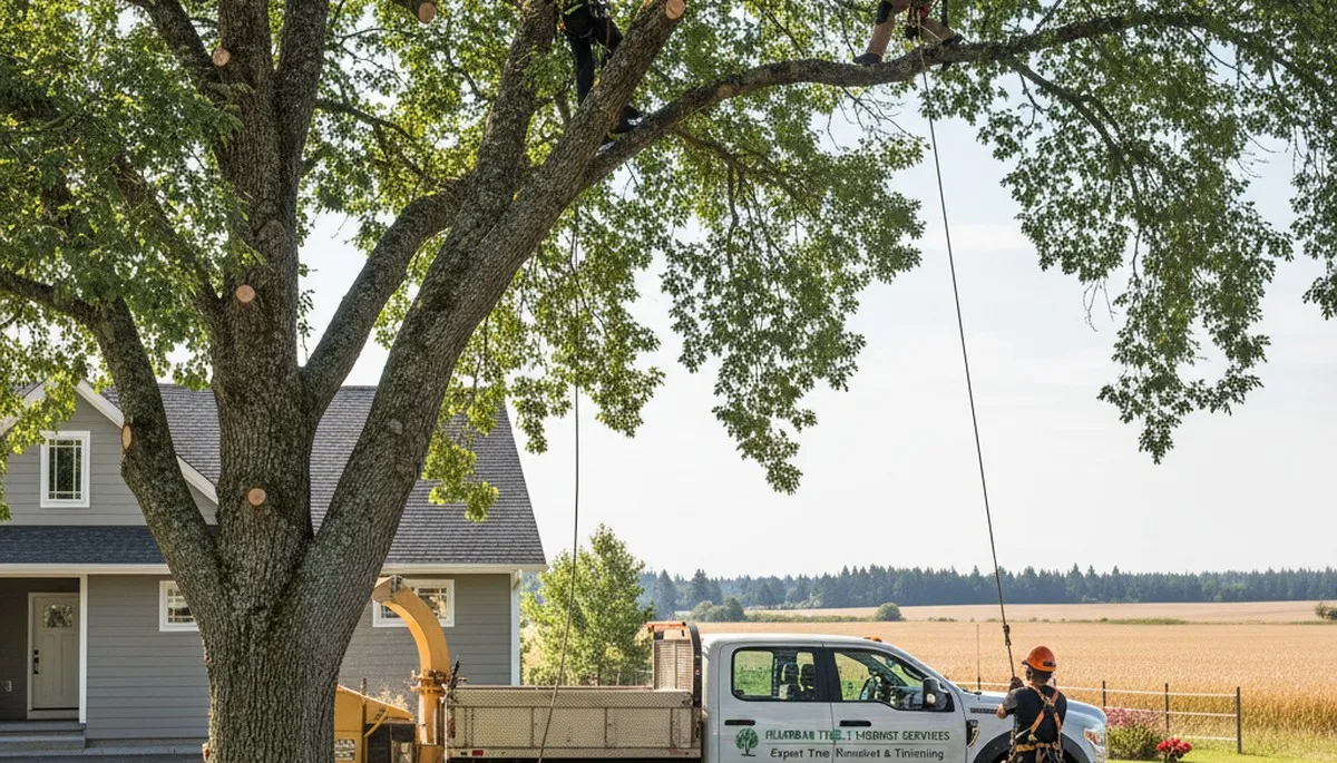 Professional tree removal service in Spokane WA safely cutting large tree branches